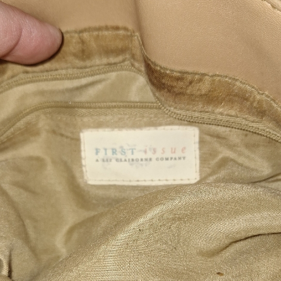 First Issue Geometric Patterned Tan Shoulder Bag - Picture 3 of 4